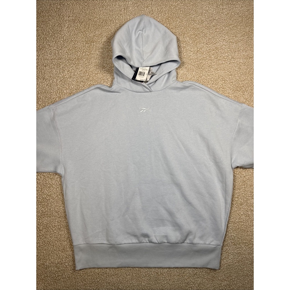 NWT Reebok Fleece Hoodie Mens Large Lux Oversized Powder Blue Sweatshirt NEW $65